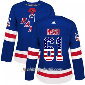 Dame Ishockey New York Rangers Tröja Rick Nash 61 Adidas 2017-2018 Blå USA Flag Fashion Authentic